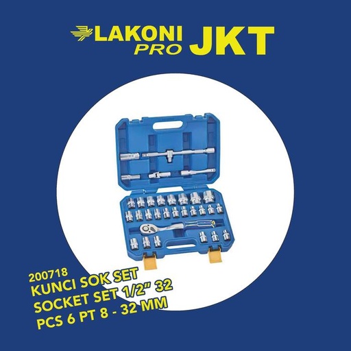 [EZM.2601420] 200718 LAKONI PRO KUNCI SOK SET SOCKET SET 1/2" 32 PCS 6 PT 8 - 32 MM
