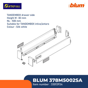 [EZM.2601581] BLUM DRAWER RAK 378M5002SA TANDEMBOX I3 DRAWER SIDE H=83MM NL=500MM