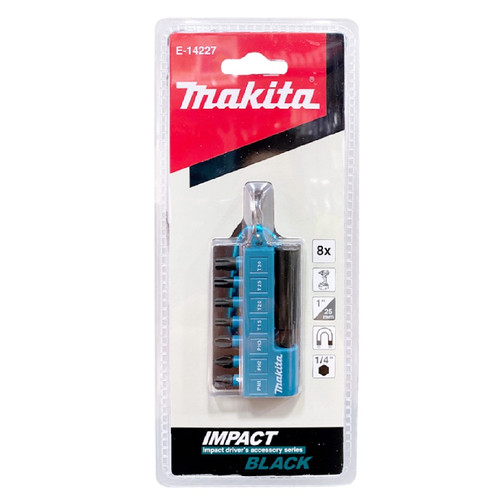 [EZM.2601641] MAKITA E-14227 MATA OBENG IMPACT DRIVER 1/4HEX & EXTENSION KEY SET 8PC