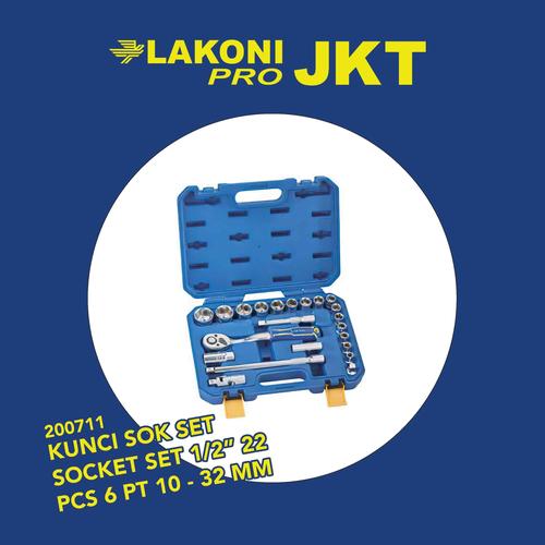 [EZM.2602372] 200711 LAKONI PRO KUNCI SOK SET SOCKET SET 1/2" 22 PCS 6 PT 10 - 32 MM