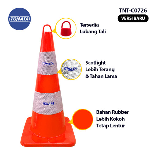 [EZO.1100098] Safety Traffic Cone / Kerucut Lalu Lintas Tonata 1,3 Kg 65 cm / With Handle