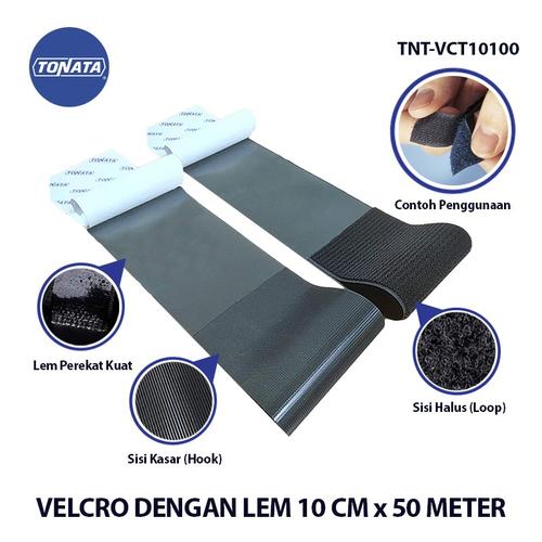 [EZO.1100114] Velcro Double Adhesive Tape Tonata / Hook & Loop 10 cm x 50 meter (Full Roll)