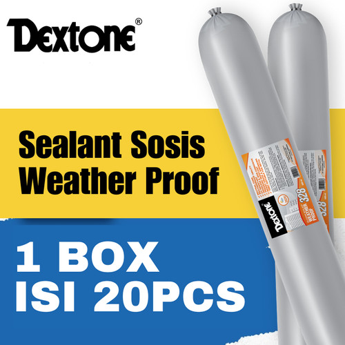 [EZM.7500003] Dextone Silicone Sealant Sosis Weather Proof 328  (600ml) Lem Kaca - BOX