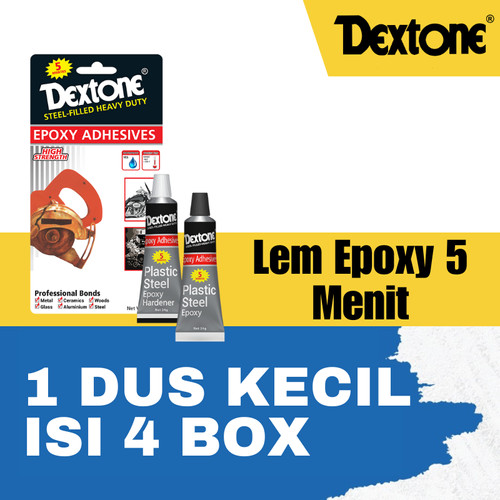 [EZM.7500004] [1 DUS KECIL ISI 4 LUSIN] [1 DUS BESAR ISI 16 LUSIN] Lem Besi Epoxy 5 Menit Dextone 48 gr - DUS