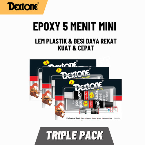 [EZM.7500011] Lem Besi Epoxy 5 Menit Mini Ecopack Dextone Satuan - Triple Pack