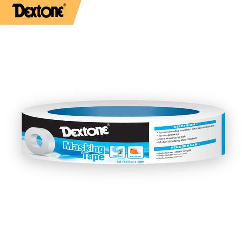 [EZM.7500012] Dextone Masking Tape 24 mm 1 Inch & 48 mm 2 Inch / Perekat Cat / Lakban Kertas