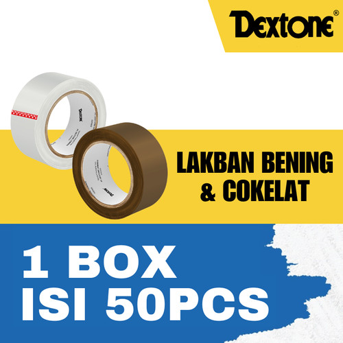 [EZM.7500020] Lakban Bening / Coklat Dextone OPP Tape 48 x 80mm 90 Yard - BOX