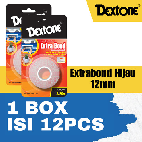 [EZM.7500037] Lem Double Tape Weather Proof Dextone Extrabond Merah 12mm dan 25 mm - BOX