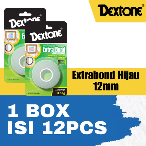 [EZM.7500051] Lem Double Tape Indoor Dextone Extrabond Hijau 12mm dan 25mm - Box
