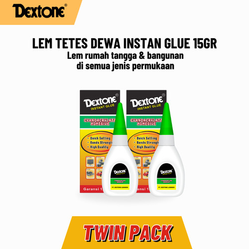 [EZM.7500075] Lem Tetes Dewa Instan Glue Dextone - 15 gr Twin Pack