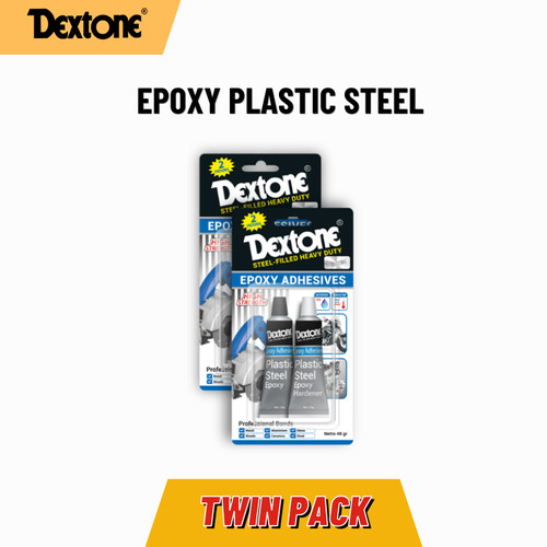 [EZM.7500081] Lem Besi Epoxy Plastic Steel Dextone - Twin Pack Free Power Glue Cream