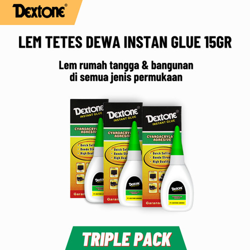 [EZM.7500082] Lem Tetes Dewa Instan Glue Dextone 15 gr - Triple Pack Free Power Glue Cream