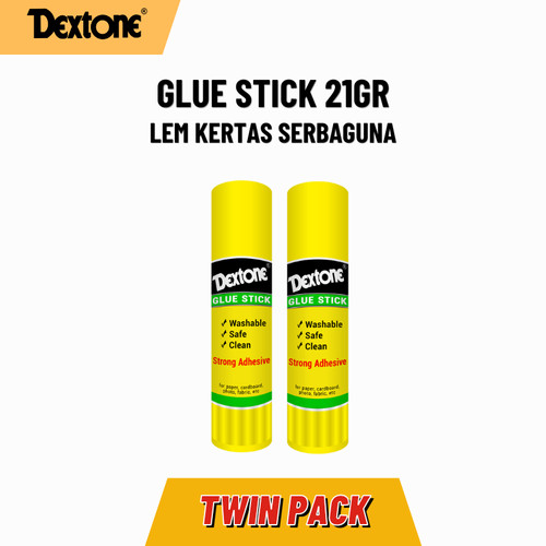 [EZM.7500084] Dextone Lem Kertas Glue Stick / Glue Stick Putar Non Toxic 21gr-Twinpack