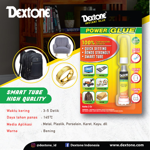 [EZM.7500167] Lem Tetes Power Glue Smart Tube HQ Dextone - 3gr