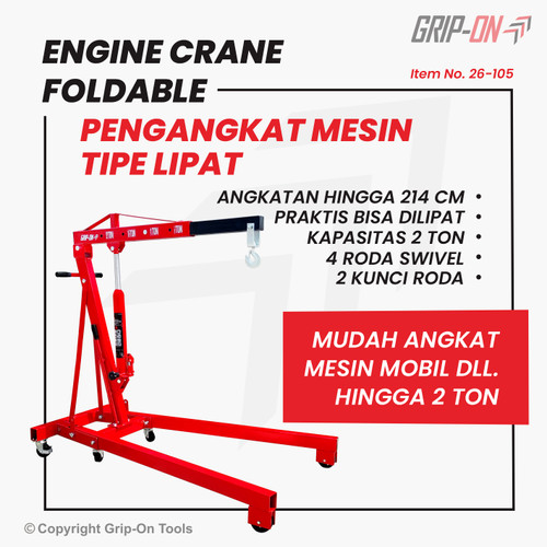 [EZM.8500001] GRIP-ON ENGINE CRANE FOLDABLE - GRIP-ON PENGANGKAT MESIN TIPE LIPAT 2T - ALAT PENGANGKAT MESIN PRAKTIS TIPE LIPAT KAPASITAS 2 TON