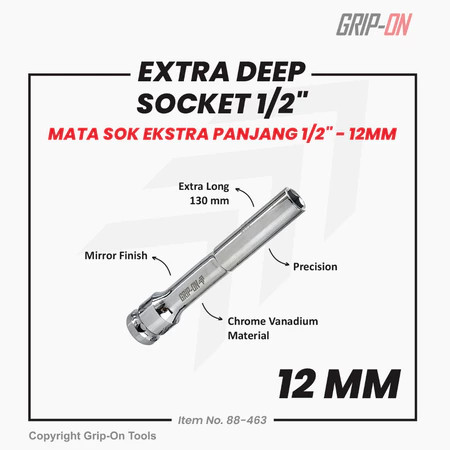 [EZM.8500026] GRIP-ON DEEP SOCKET 1/2" EXTRA LONG - GRIP-ON MATA SOK EXTRA PANJANG 1/2"