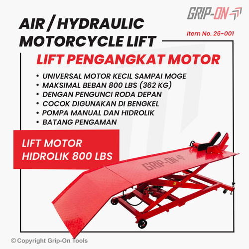 [EZM.8500032] GRIP-ON MOTORCYLE LIFT / BIKE LIFT / DONGKRAK MOTOR 800 LBS KAPASITAS BESAR UNTUK SERVIS MOTOR