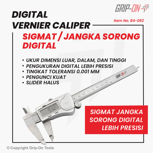 [EZM.8500061] GRIP-ON DIGITAL VERNIER CALIPER SIGMAT / JANGKA SORONG DIGITAL 6 INCH