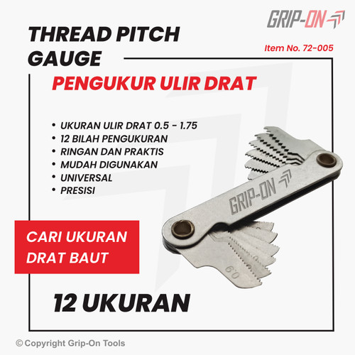 [EZM.8500167] GRIP-ON ALAT UKUR ULIR DRAT - THREAD PITCH GAUGE GRIP ON