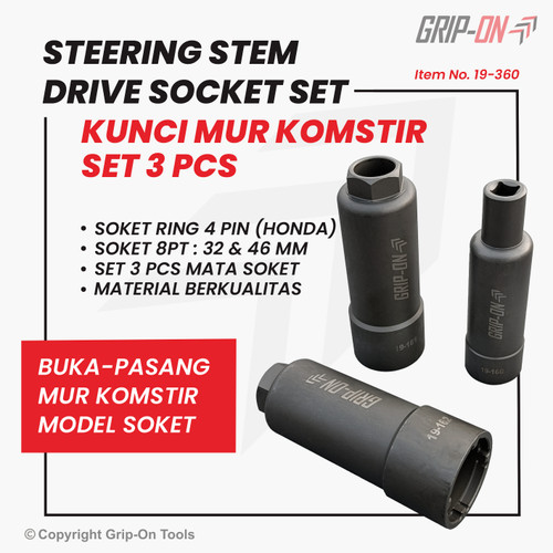 [EZM.8500253] GRIP-ON STEERING STEM SETTING TOOL SET 3 PCS UNTUK MOTOR HONDA YAMAHA