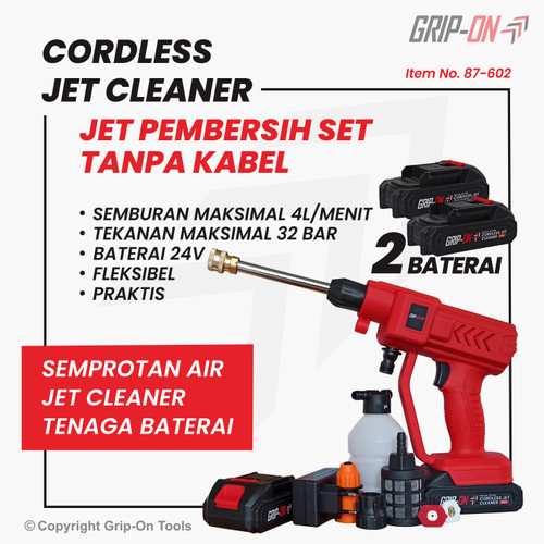 [EZM.8500264] Grip-On Cordless Jet Cleaner Alat Cuci Kendaraan Portabel 2 Baterai