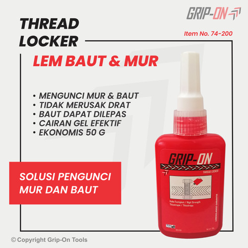 [EZM.8500287] GRIP-ON LEM BAUT - THREAD LOCKER - THREADLOCKER LEM MUR SEKRUP GRIP ON