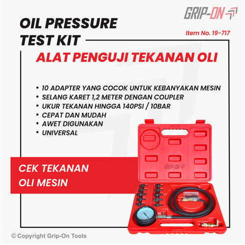 [EZM.8500293] GRIP-ON OIL PRESSURE TEST KIT ALAT UKUR UJI TEKANAN OLI 19-717