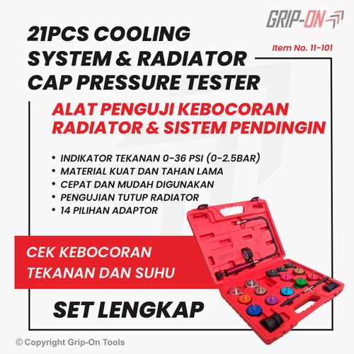 [EZM.8500294] GRIP-ON 21-PC COOLING SYSTEM & RADIATOR CAP PRESSURE TESTER 21 PCS SET