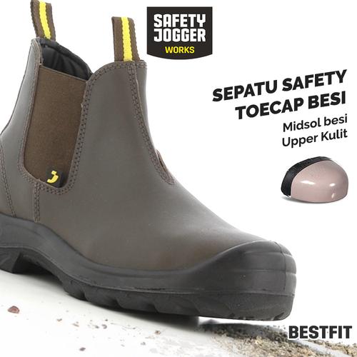 [EZO.5700006] [FREE SARUNG TANGAN] Sepatu Safety Jogger Bestfit S1P Brown/ Sepatu Proyek Cokelat