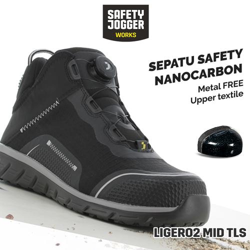 [EZO.5700011] [FREE SARUNG TANGAN] Sepatu Safety Jogger Ligero2 S1P TLS MID Black / Sepatu Proyek Pria Ringan Keren