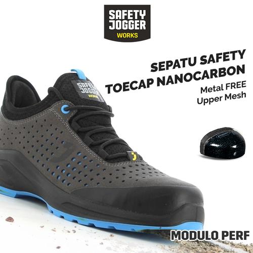 [EZO.5700033] [FREE SARUNG TANGAN] Sepatu Safety Jogger Modulo S1PS Low Perf Grey Sepatu Safety Shoes Kerja Proyek Sporty Nano Carbon Toecap Metal Free Anti Paku ESD