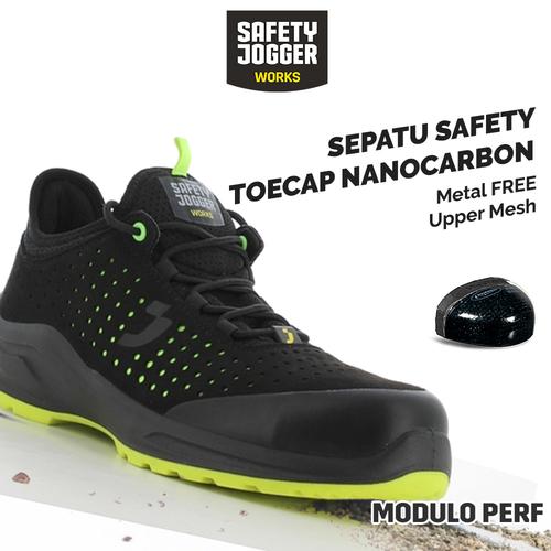 [EZO.5700034] [FREE SARUNG TANGAN] Sepatu Safety Jogger Modulo S1PS Low Perf Black Sepatu Safety Shoes Kerja Proyek Sporty Nano Carbon Toecap Metal Free Anti Paku ESD