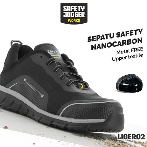 [EZO.5700056] [FREE SARUNG TANGAN] Sepatu Safety Jogger Ligero Black/ Sepatu Proyek Pria Ringan Keren