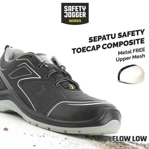 [EZO.5700070] [FREE SARUNG TANGAN] Sepatu Safety Jogger FLOW S3 LOW / Sepatu Proyek Black Grey