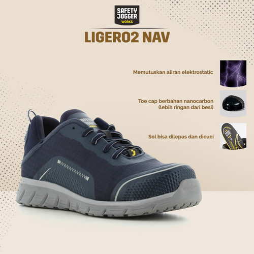 [EZO.5700106] Sepatu Safety Jogger Ligero2 S1P Low Navy / Sepatu Proyek Pria Ringan Keren