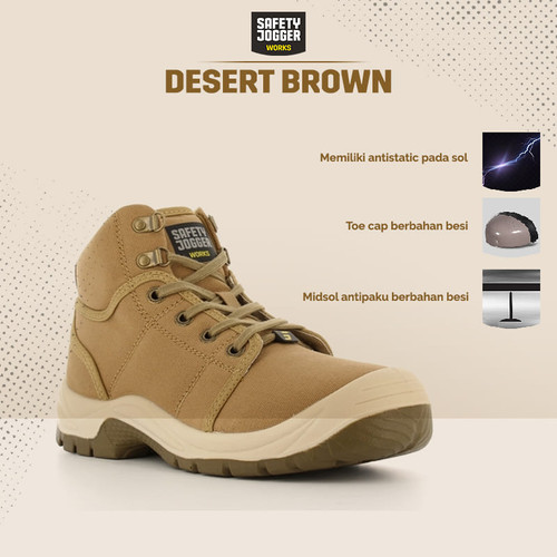 [EZO.5700125] Sepatu Safety Jogger Desert / Sepatu Proyek Coklat / Sepatu Safety