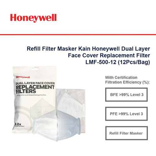 [EZO.4500090] Refill Filter Masker Kain Honeywell Dual Layer LMF-500-12 (Isi 12pcs)