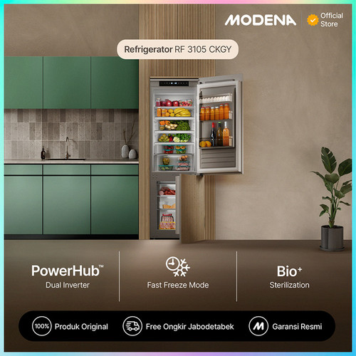 [EZO.3400038] MODENA Built In Refrigerator - RF 3105 CKGY - Kulkas Only