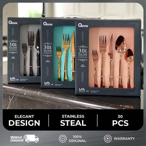 [EZO.4700029] Oxone OX7400RG 30Pcs Stainless Steel Rose Gold Cutlery Set Kitchenware