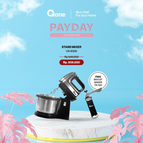 [EZO.4700037] Oxone PAYDAY (OX833S Standing Mixer & FREE OX322 Biscuit Maker Stainless)