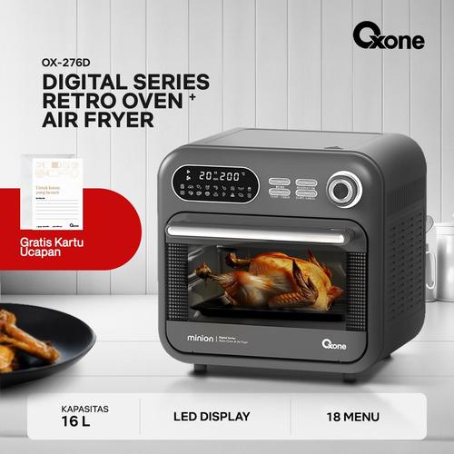 [EZO.4700051] Oxone OX276 Digital Minion Series Retro Oven & Air Fryer - 16L Kapasitas, 360 C Halogen Heating Element
