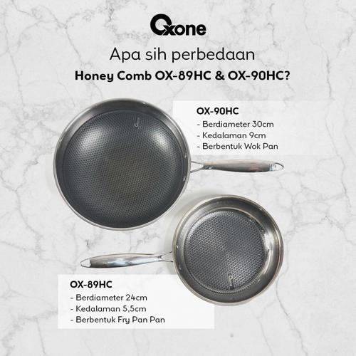 [EZO.4700076] Oxone Wajan Fry Pan Honey Comb Anti Lengket 24 cm 30 cm Stainless Steel | OX89HC OX90HC | Wok Kitchenware penggorengan Besi anti lengket - OX-90HC | 30 Cm