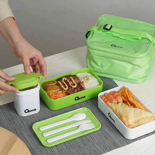 [EZO.4700141] OXONE OX068 Kotak Makan Set Bento Tempat Makan FREE THERMAL BAG | 1L BPA Free | Lunchbox - Hijau