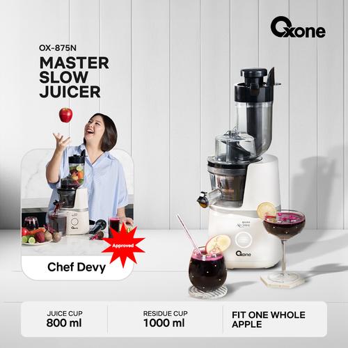 [EZO.4700182] Oxone OX875N Master Slow Juicer Pemisah Air Jus & Ampas - Slow Juicer Berkualitas dengan Feeding Tube FIT one APPLE, Cocok untuk Hidup Sehat dan Ekonomis - White