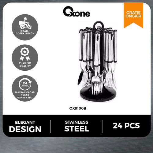 [EZO.4700221] Oxone  OX9100 24pcs Stainless Cultury Set with Hanger & Cover - Black