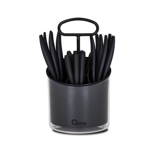 [EZO.4700243] Oxone OX8000 Sendok Garpu Set With Cover Stainless 24 pcs - Black