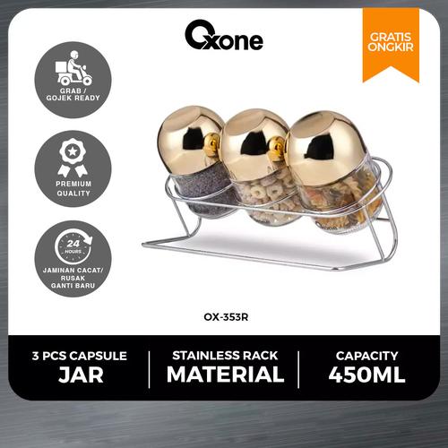 [EZO.4700251] Oxone OX353R 3pcs  Gold Capsule Storage Jar - gold