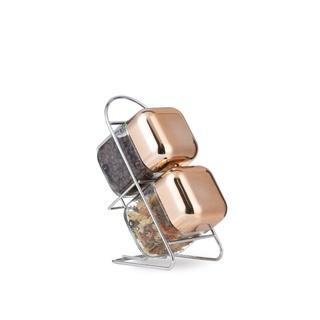 [EZO.4700253] Oxone OX352R 2Pcs Rosegold Cube Storage Jar - GOLD
