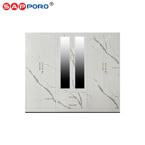 [EZO.6800023] SAPPORO MODENA - Lemari Pakaian Besi 6 Pintu Gamis & Hijab Brankas Digital Laci Furniture