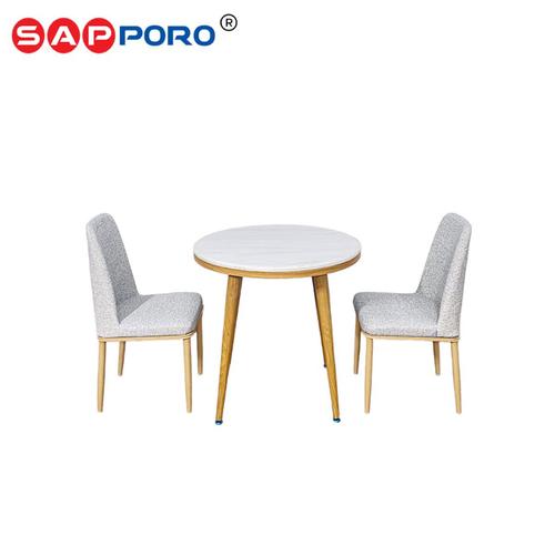 [EZO.6800028] SAPPORO CARSOLI - Meja Makan Set Marmer Bulat | Dining Set Marmer Besi Furniture